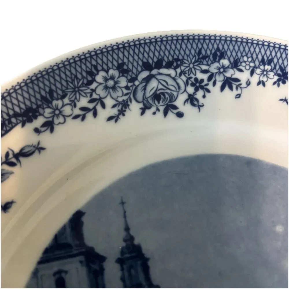 Vintage‎ Kahla Canaletto Plate Warsaw Holy Cross Church Blue White GDR Porcelain